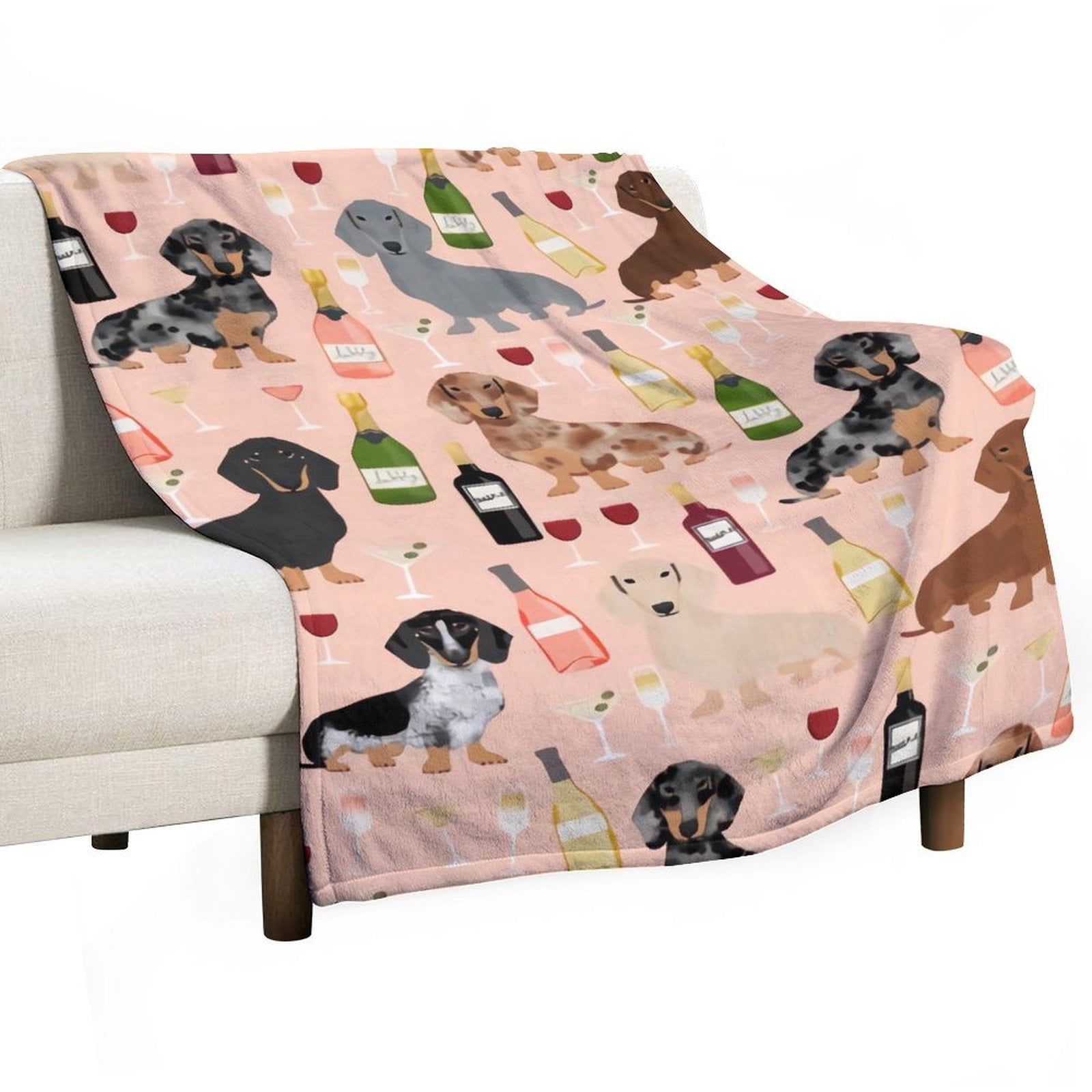 Dachshund Doxie Dachsie Champagne Wine Cocktails Dog Breed The Full Collection of Flannel Blanket Lightweight Cozy Bed Blankets Soft Throw Blanket Fit Couch Sofa for Kids Adults 60"×80"