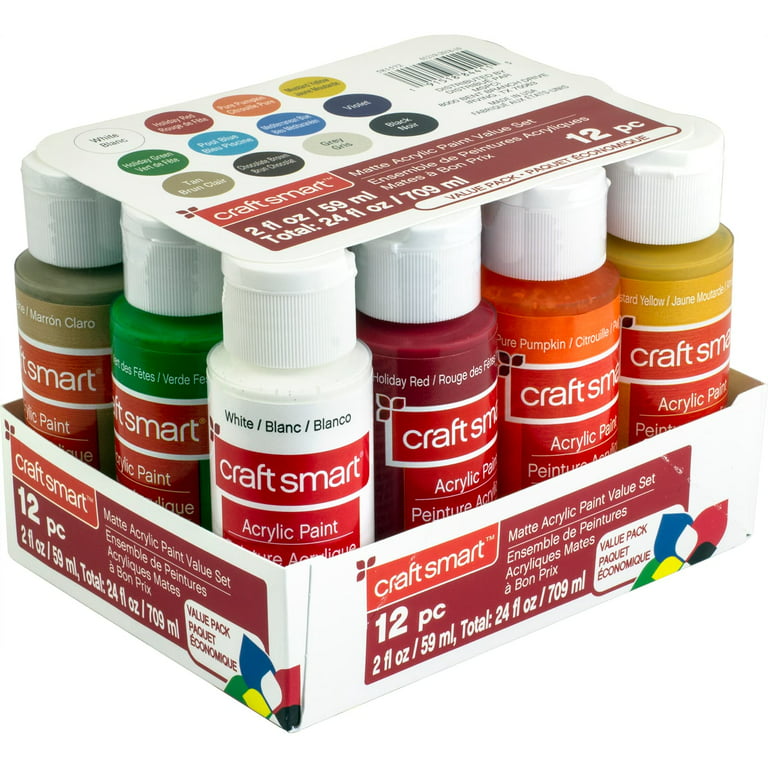 12 Color Bright Acrylic Paint Value Pack by Craft Smart®