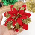 thumbnail image 2 of Flores decorativas navideñas clásicas, Adornos de árbol de Navidad, flores para nuevo para el hogar, suministros de fiesta de año, flor de Pascua brillante, 2 of 4