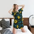 thumbnail image 5 of Fotbe Sunflowers And Blue Flower Print Pajama Set for Women 2 Piece Loungewear Short Sleeve Tops and Shorts Set Soft Sleepwear-Large, 5 of 7