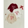 thumbnail image 3 of BemeyourBBs Baby Girl Christmas Romper Embroidery Ribbed Infant Winter Sweater, 3 of 9