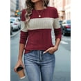 thumbnail image 6 of Women'S Sweaters Trendy Color Block Tops Long Sleeve Shirts Fall Outfits Early Fall Fashion Winter Clothing Wine Red L, 6 of 9