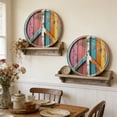 thumbnail image 4 of qolami 2 Pcs Peace Symbol Round Aluminum Sign, 7.87inch Weathered Wood Design Metal Inspirational Wall Sign for Indoor/Outdoor Garden or Home Use, 4 of 6