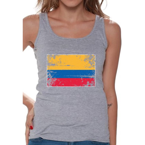 Awkward Styles Colombia Flag Tank Top for Women Colombian Tanks Colombian Women Gifts from Colombia Flag of Colombia Colombia Sleeveless Shirt Colombian Tshirt Colombian Flag Gift Colombia Tank Top