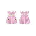 thumbnail image 2 of Cjfdfy Toddler Baby Girl Back to School Dress Kindergarten Outfits Little Baby Girls First Day of School Outfit Apple School Bus Embroidered Flying Sleeve A-line Summer Fall Plaid Gingham Dress, 2 of 9