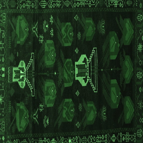 Ahgly Company Indoor Square Animal Emerald Green Traditional Area Rugs, 4' Square
