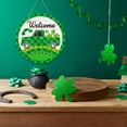 thumbnail image 3 of Happy St Patricks Day Sign Front Door Decor, Green Shamrock Clover Horseshoe Farmhouse Wood Door Hanger, Spring Outdoor Indoor Wall Hanging Decorations, 3 of 5