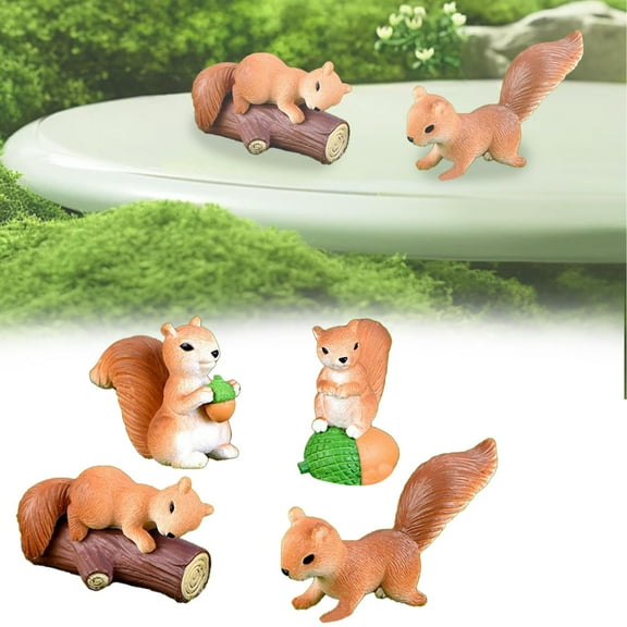 Safeglitz Cute Mini Squirrel Resin Figurines, Fairy Garden/Terrarium Decoration Accessories (4Pcs),Cute Mouse And Squirrel Animal Craft Ornaments