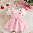 thumbnail image 2 of Baby Girl Summer Outfits Set Cute Cartoon Printed Short Sleeve Top Pinafore Dress Three Piece Set Newborn Baby Girl Clothes, 2 of 4