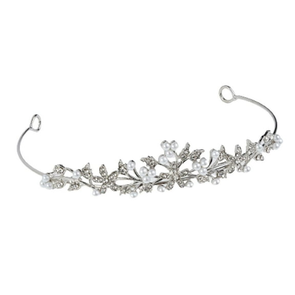 Wedding Headband Bride Pearl Rhinestones Tiara Crystal Headband Hair Headpiece Jewelry for Women Girls Bridal Bridesmaid V6J7