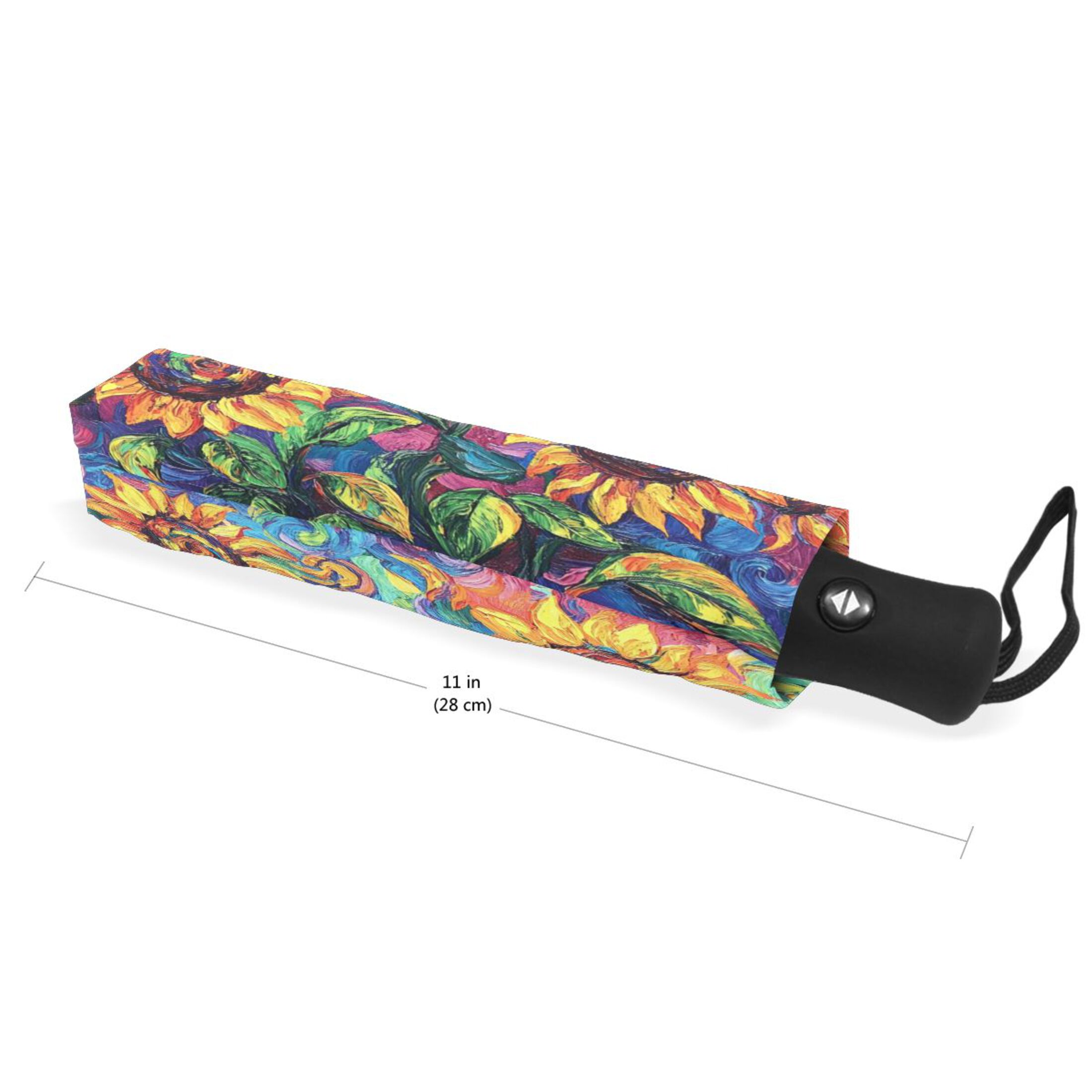 BZSMCE One-Touch Auto Open Close Rain Umbrella With Creative Vibrant Sunflowers in Bloom Pattern
