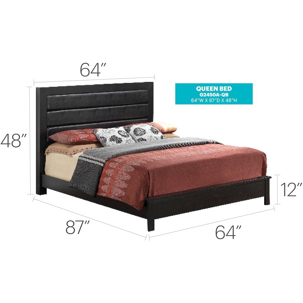 Glory Furniture Burlington Queen Bed in Black Color