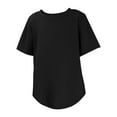thumbnail image 5 of Girls Curve 𝗛em Short Sleeve Shirts Side Slit Crewneck Soft Casual Tops Lightweight Solid Tuni𝗰 Blouse for Kids, 5 of 5