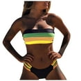 thumbnail image 2 of FAOWME Bikini Set For Women Color Block Strapless Comfortable Elegant Two Piece Swimsuit For Holiday Vacation Beach,Yellow,S, 2 of 5