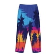 thumbnail image 5 of Disketp Beach With Palm Trees Print Women'S Comfy Pajama Pants Casual Drawstring Palazzo Lounge Wide Leg Pants, 5 of 9