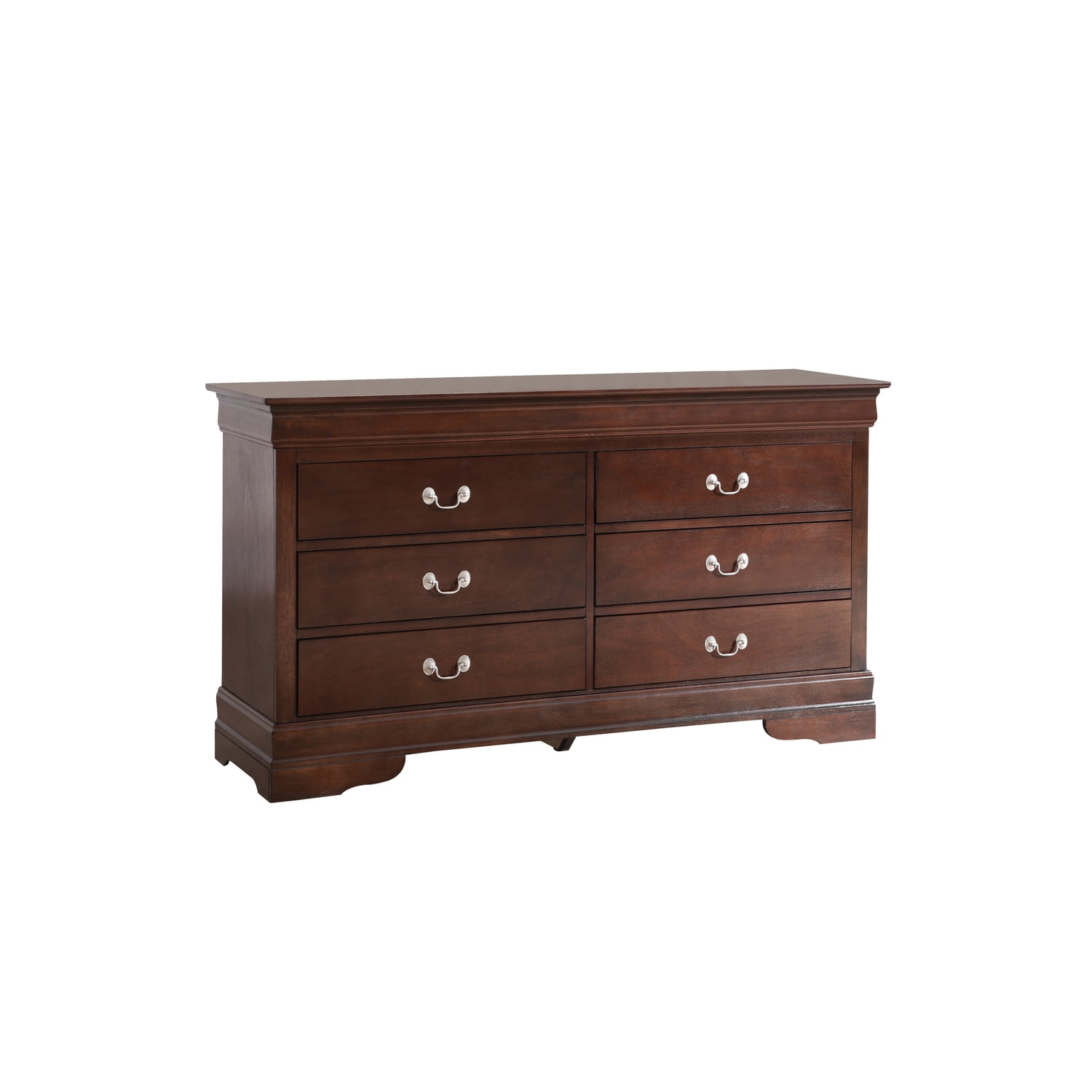 Glory Furniture Louis Phillipe 6 Drawer Dresser in Cappuccino