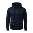 thumbnail image 4 of Zylanna Men's Hooded Sweatshirts with Pockets, Casual Soft & Warm Half-Zip Solid Color Sport Hoodies Pullover for Men Navy, 4 of 6