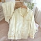 thumbnail image 1 of Conjunto de pijamas con estampado de corazón para mujer, ropa de casa de algodón crepé, doble capa, gasa, cuello vuelto, pantalones de manga larga, Primavera, nuevo, 1 of 4