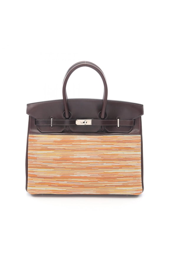 Pre-Owned Hermes Herms Birkin 35 handbag in calfskin leather with Vau Barenia Vibrato,...