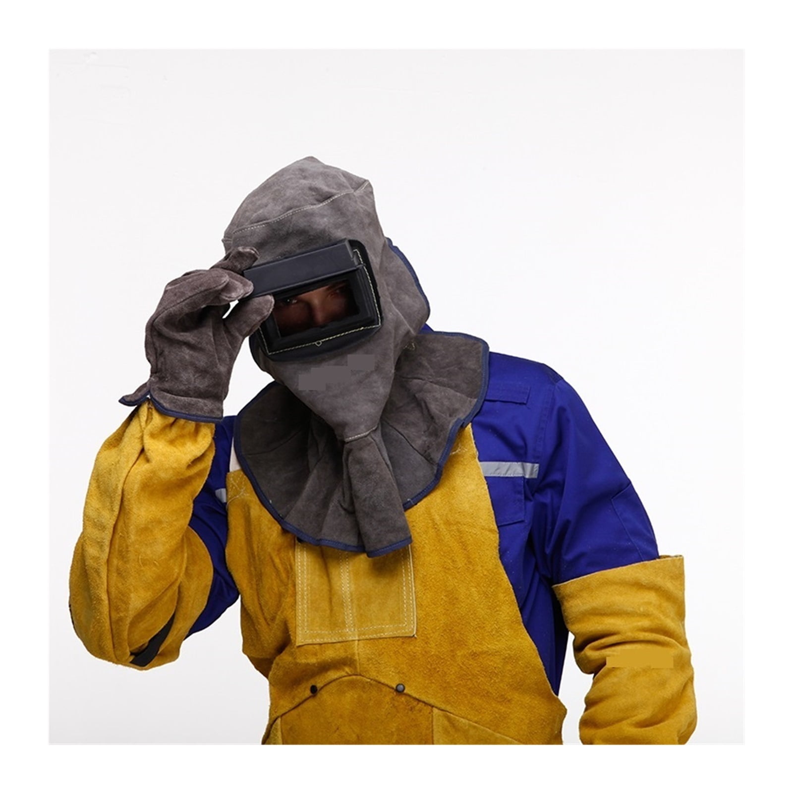 Leather Welding Helmet Mask Solar Flip Cover Lens Breathable Leather Welding Face Mask Hood Welder Security Protection Helmet ,Great Choice