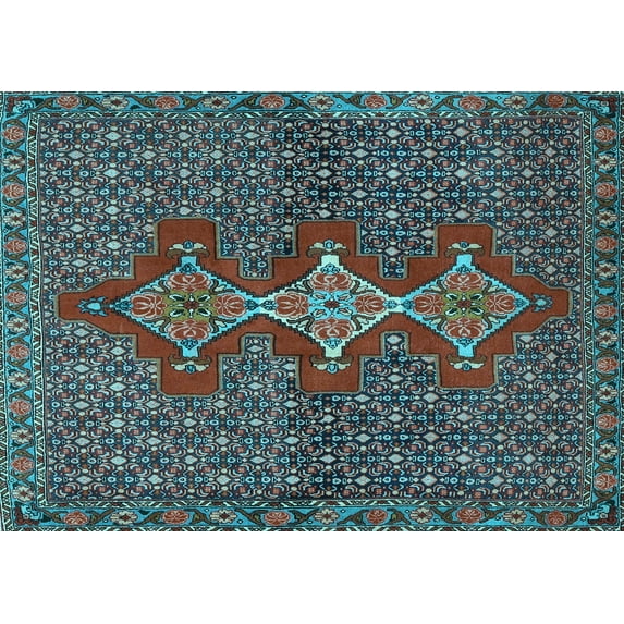 Ahgly Company Indoor Rectangle Persian Light Blue Traditional Area Rugs, 8' x 10'