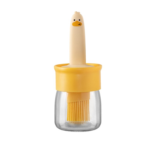 Naiovety La botella del cepillo del aceite de silicona 3 en 1 para los utensilios de cocina que acampa integró el cepillo de cristal del Bbq de Estufas de camping color naranja