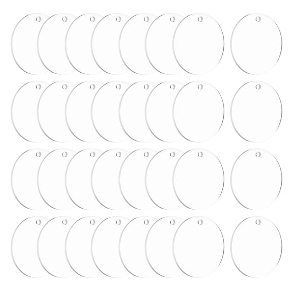 Uxcell Acrylic Keychain Blanks, 100Pcs 1.6 Inch Round Clear Acrylic Keychains 2mm Thick Circle Discs Blanks