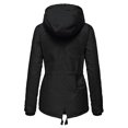 thumbnail image 4 of Pxiakgy winter coats for women Women Fashion Drawstring Hoodie Coat -Fur' Winter Warm Inside Padded Jacket Winter Coat Slim Zipper Hooded Jacket coat for women Black + L, 4 of 9