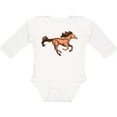 thumbnail image 3 of Inktastic Galloping Brown Horse-stylized illustration Boys or Girls Long Sleeve Baby Bodysuit, 3 of 5