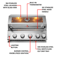thumbnail image 3 of Chaleur Grill Outdoor 27" 4-Burner Built-in Propane Gas Grill, Rear Infrared, Lights, 3 of 5