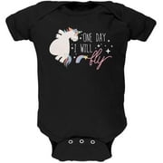 Angle View: Halloween Chubby Unicorn One Day I Will Fly Soft Baby One Piece Black 3 Month