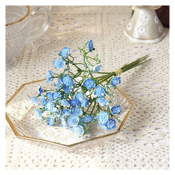 Ramo de 40 cabezas de flores artificiales de plástico, planta falsa hecha a mano, arreglo Floral de Gypsophila for decoración de mesa de hogar y boda
