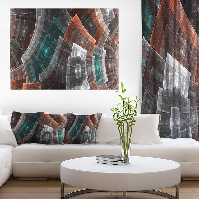 Brown and Blue Fractal Flower Grid - Abstract Art on Canvas