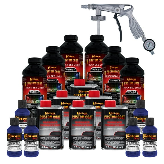 Custom Coat 35056 Ultramarine Blue T86 Urethane Spray-On Truck Bed Liner, 1.5 Gallon Kit with Spray Gun