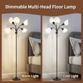 thumbnail image 2 of Medusa Floor Lamps Standing Lamps 5 Heads Adjustable Reading Light Large Shade Use E26 A19 Bulb Floor Lamps for Living Room Bedroom (Black), 2 of 6