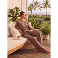thumbnail image 7 of JWD Women's 2 Piece Pajama Set Off-Shoulder Short Sleeve Top And Wide Leg Lounge Pants Soft Cozy Sleepwear Loungewear Brown 2XL, 7 of 7