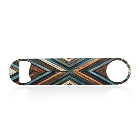 Flat Bottle Opener Heavy Duty Stainless Steel Bottle Opener Beer Flask Tools for Kitchen Bar Restaurant, 7 Inch - Pattern of Colored Wooden Planks in Herringbone Design