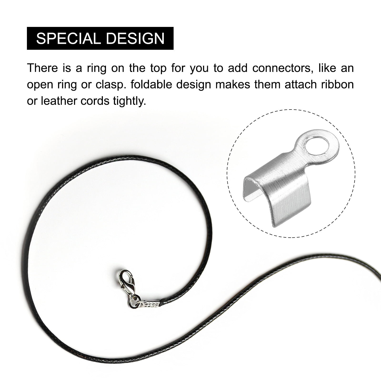 Unique Bargains Fold Over Cord Ends Terminators Crimp Cap Clasp Tips for Craft 3x6mm