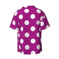 thumbnail image 6 of Lsque Purlpe And White Polka Dot print Men's Cuban Collar Short Sleeve Shirt Summer Beachwear Casual Button Down Fashionable Vacation Leisure Shirt-X-Large, 6 of 7