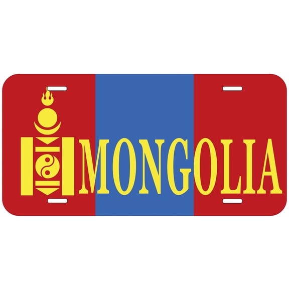 Mongolia Flag With Country Name Novelty Car Auto License Plate