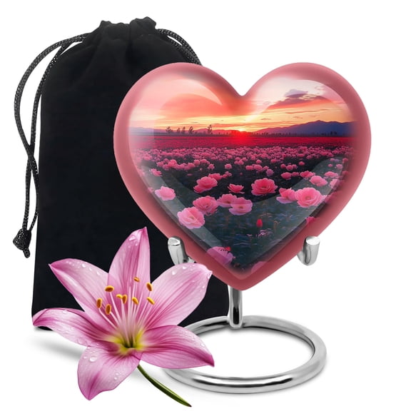 YATHABHISA Rose Heart Shaped Urn for Human Ashes, Large Urns for Ash, Cremation & Decorative, Memorial Gift for Men & Women, Brown, 10 Inch