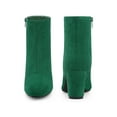thumbnail image 4 of Perphy Square Toe  Block Heel Ankle Boots for Women Emerald Green 10, 4 of 4