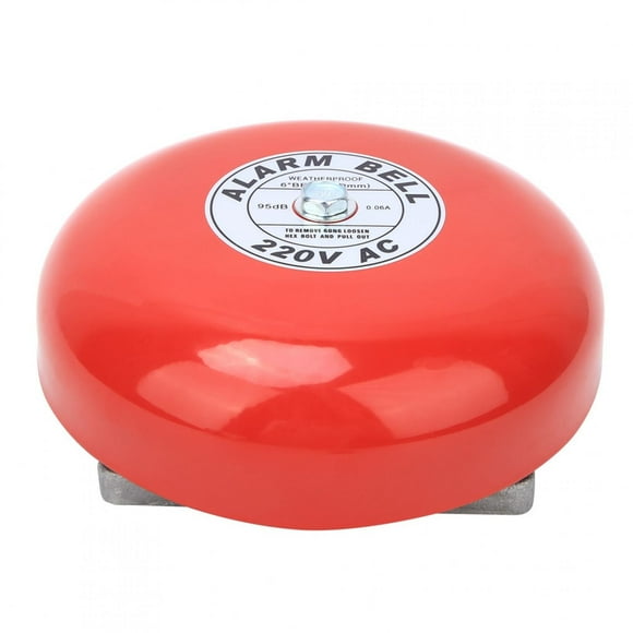 Fire Alarm Electric Bell Metal Alarm Bell Round Bell CB-6B Fire Alarm Bell 150mm 95dB Red Industrial Building Elevator Alarm Bell AC220V 60mA