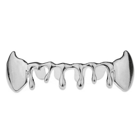 Drip Fang Grillz Dripping Bottom Vampire Teeth Silver Tone Fangs Grill Hip Hop Mouth Grills