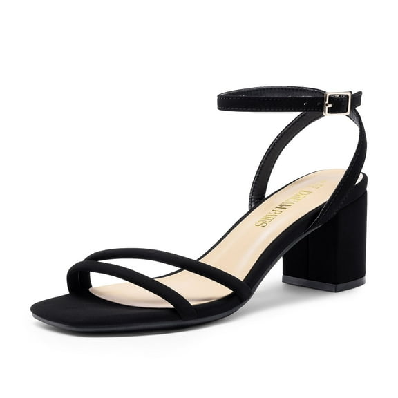 BURUDANI Women's Chunky Block Strappy Heels Square Open Toe Ankle Strap Comfortable Wedding Party Dressy Low Heeled Sandals Shoes