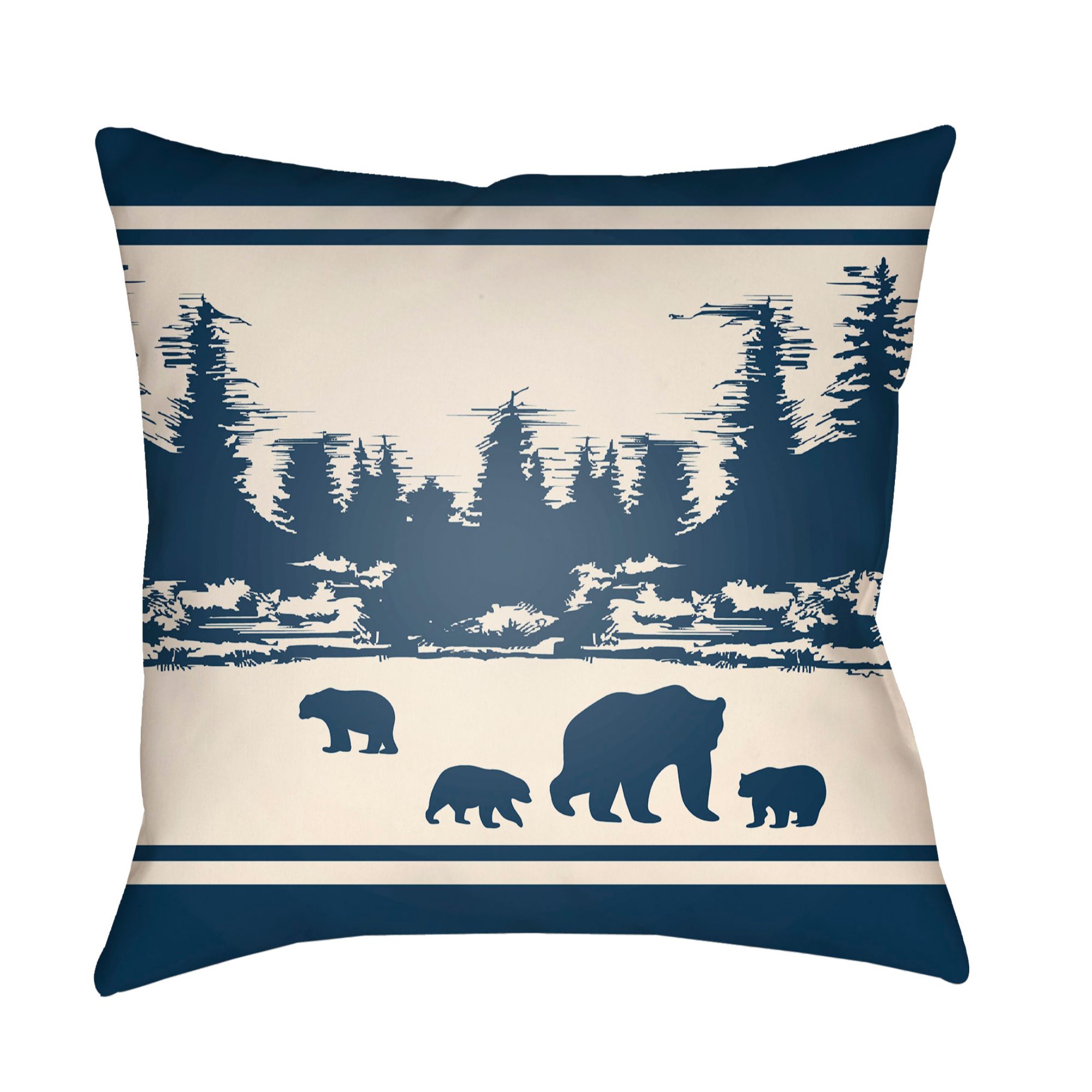 18" Navy Blue and Beige Throw Pillow Cover with Knife Edge Walmart
