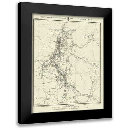 USGS 12x14 Black Modern Framed Museum Art Print Titled - Washoe District showing Comstock Lode Nevada