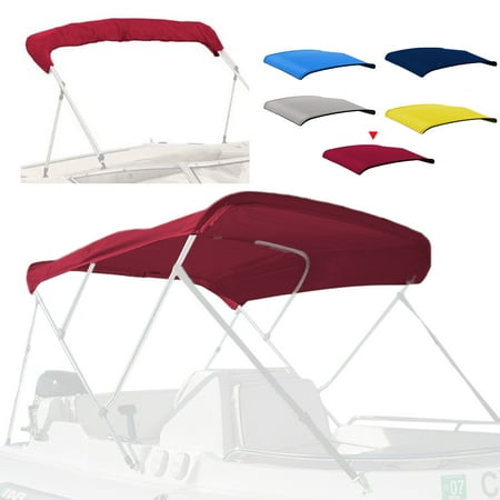 Zenicham 3 Bow Fade and Crack Resistant Bimini Top Replacement Cover, 600D Marine Grade Waterproof Sun Shade Boat Canopy, Easy Install Zipper Sleeves Boat Awning/Without Frame, Grey 6'L 79"-84" W