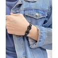 thumbnail image 3 of Pulsera de cuero unisex con signo de infinito Amor simbólico Pulsera trenzada de moda Brazalete-23 cm-Número infinito de acero negro, 3 of 5