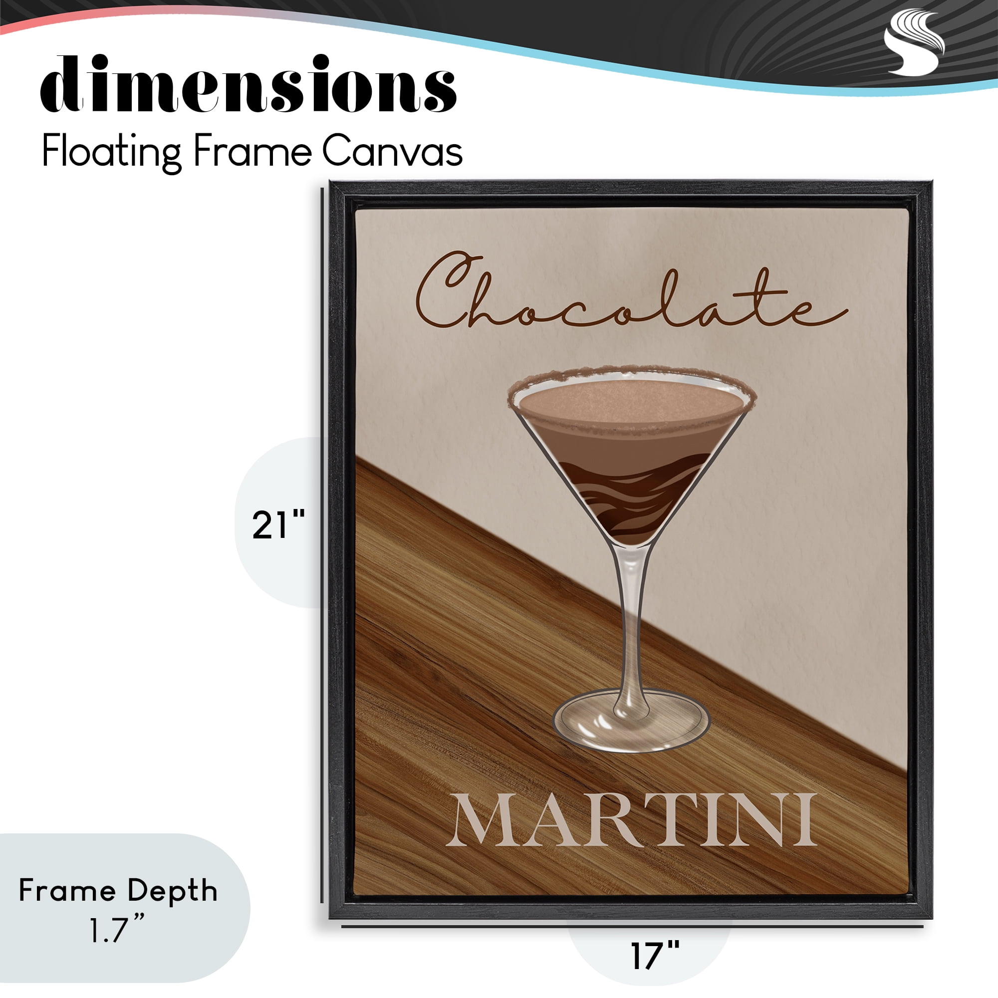 Stupell Industries Chocolate Martini on Brown Black Framed Floater Canvas Wall Art, design by Marcus Prime